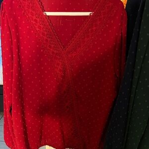 Bundle of 3 Elegant Red Lace V-Neck Women's Top used but great condition